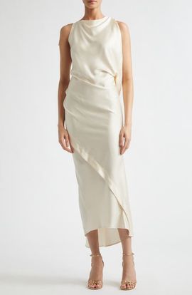 Victoria Beckham Victoria Beckham Draped Crepe Back Satin Dress