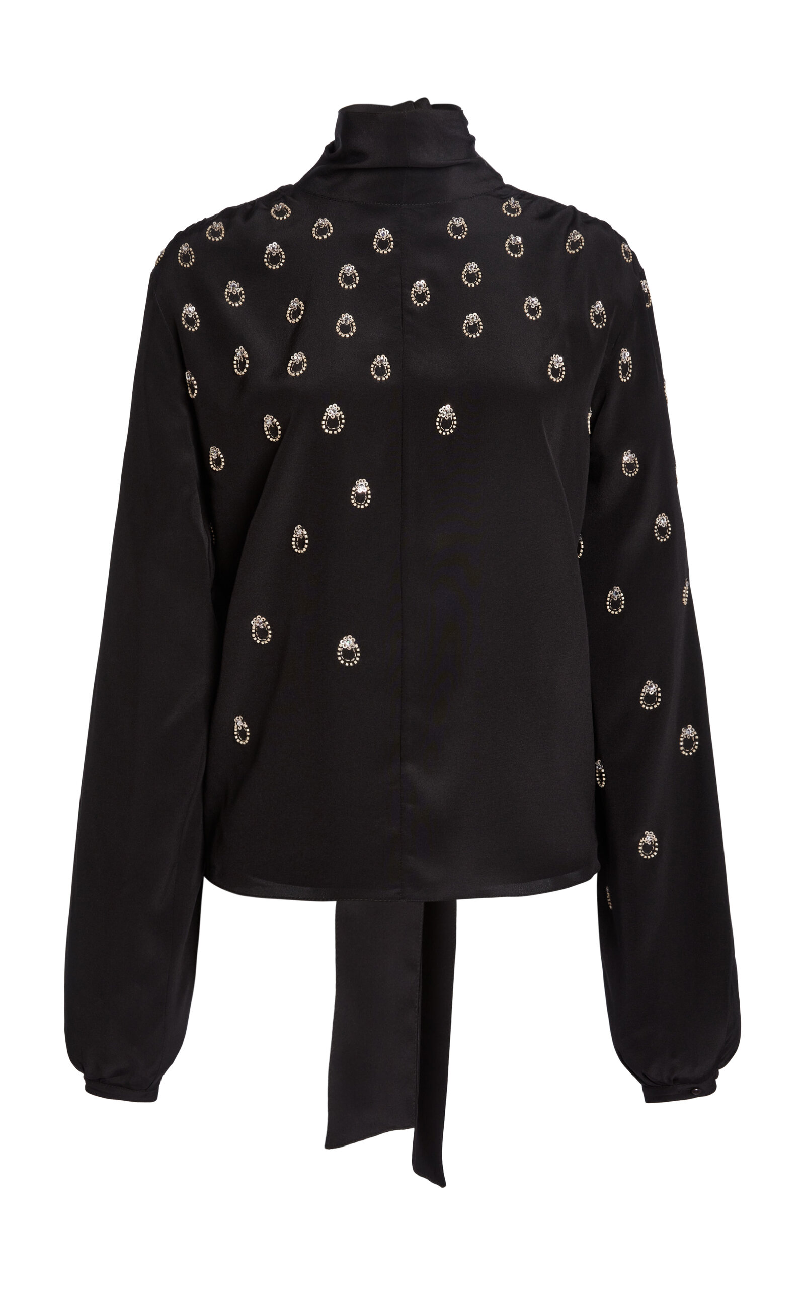 Victoria Beckham Victoria Beckham Embroidered BalloonSleeve Silk Top