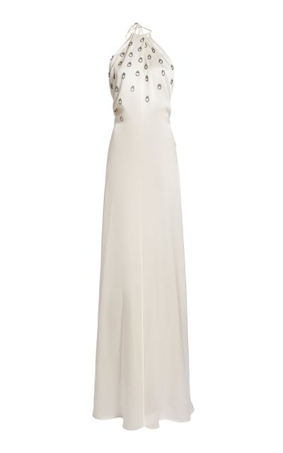 Victoria Beckham - Embroidered Halter Neck Maxi Dress Victoria Beckham - Embroidered Halter Neck Maxi Dress