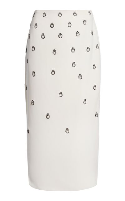 Victoria Beckham Victoria Beckham Embroidered Wrap Midi Skirt