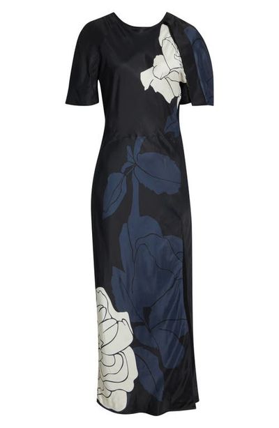 Victoria Beckham Victoria Beckham Floral Print Split Hem Midi Dress