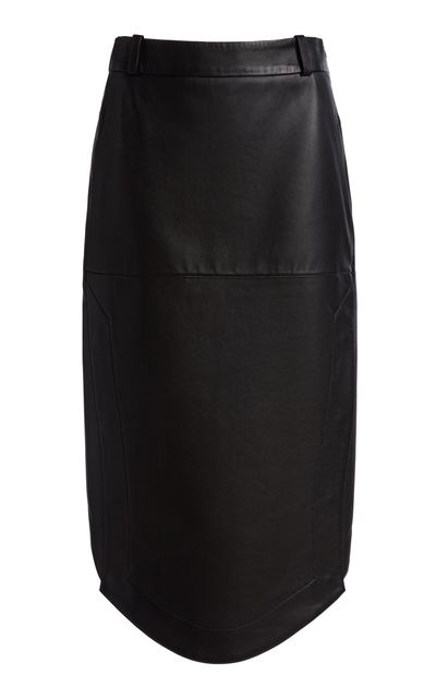 Victoria Beckham Victoria Beckham Lamb Leather Wrap Midi Skirt