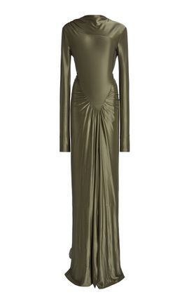 Victoria Beckham Victoria Beckham Long Sleeve Asymmetric Gown