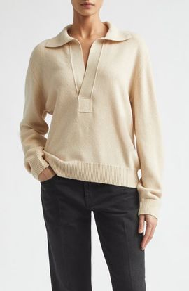 Victoria Beckham Victoria Beckham Merino Wool & Cashmere Polo Sweater