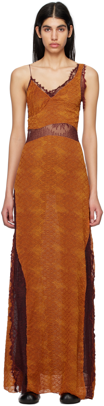 Victoria Beckham - Orange Snake Maxi Dress