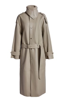 Victoria Beckham Victoria Beckham Paneled Lamb Leather Trench Coat