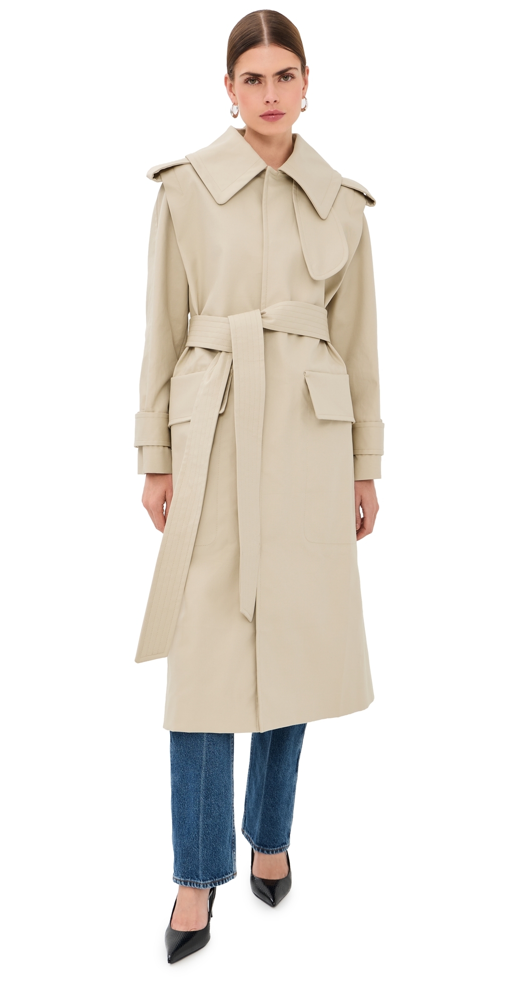 Sacai - Women's Windowpane Check Gabardine Trench Coat