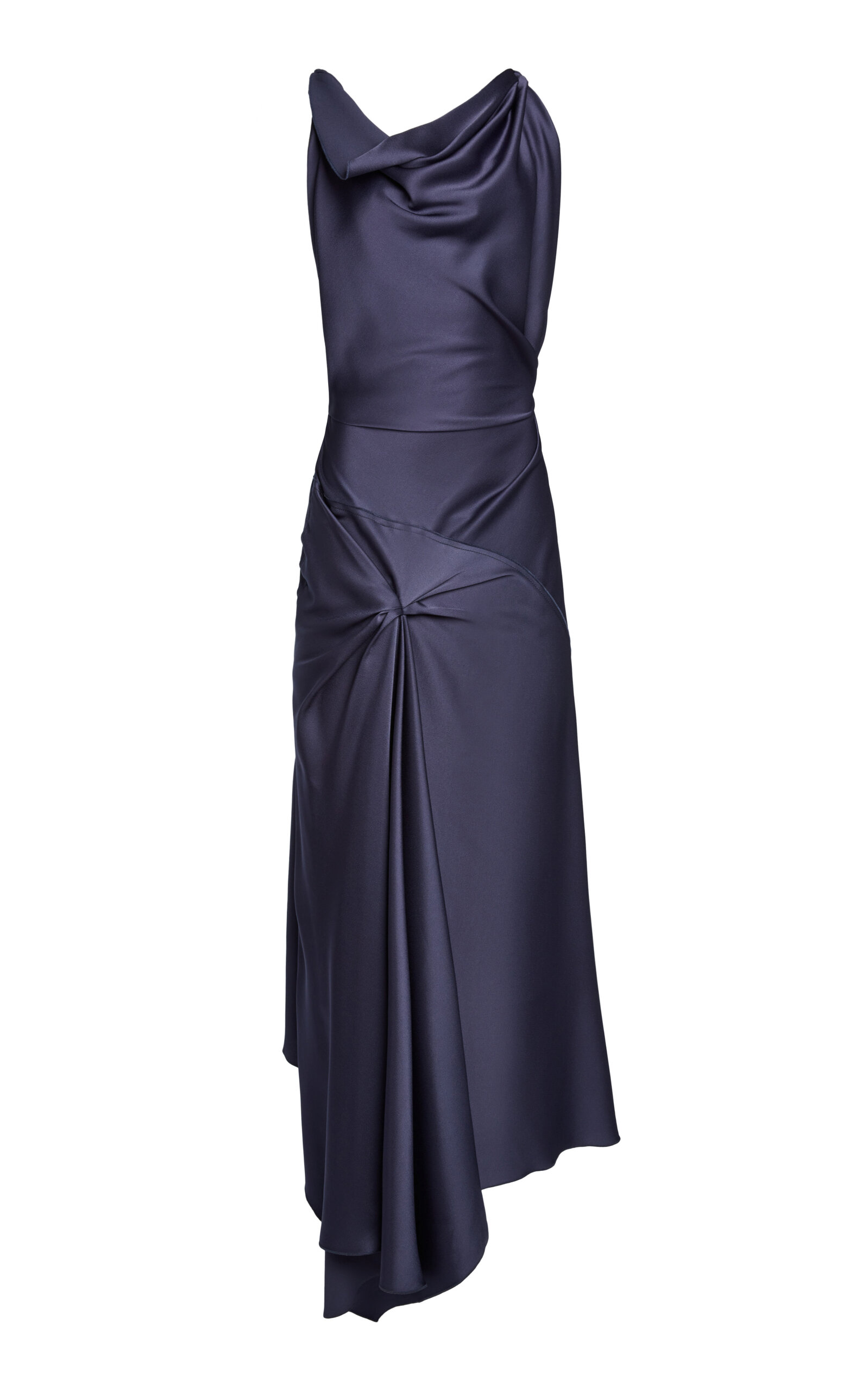 victoria beckham grey dress Sleeveless Gathered V-Neck Dress main image 1