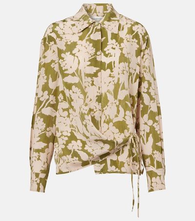 Victoria Beckham Victoria Beckham Printed gathered silk blouse