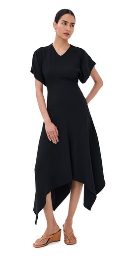Victoria Beckham Victoria Beckham V Neck Draped Dress Black