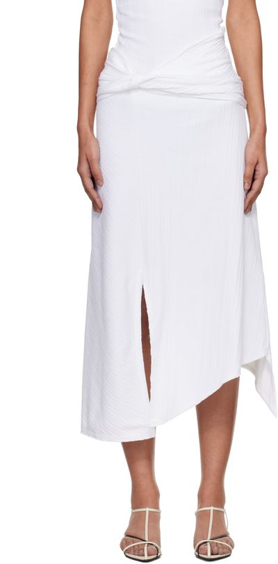 Victoria Beckham Victoria Beckham White Twist Detail Midi Skirt