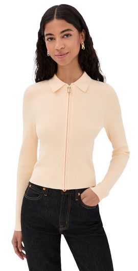 Victoria Beckham Victoria Beckham Zipped Polo Top Sandstone
