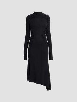 Victoria Beckham Women's Gathered Long-Sleeve Midi Dress