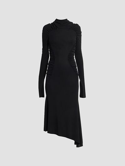 Victoria Beckham Women's Gathered Long-Sleeve Midi Dress