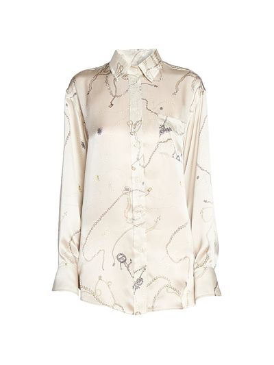 Victoria Beckham Women's Printed Silk-Satin Pajama Shirt