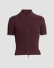 Victoria Beckham Women's Rib-Knit Zip Polo Top - 6