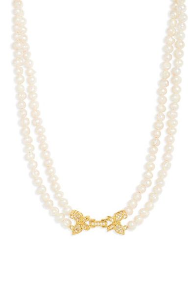 VIDAKUSH VIDAKUSH Butterfly Clasp Freshwater Pearl Necklace