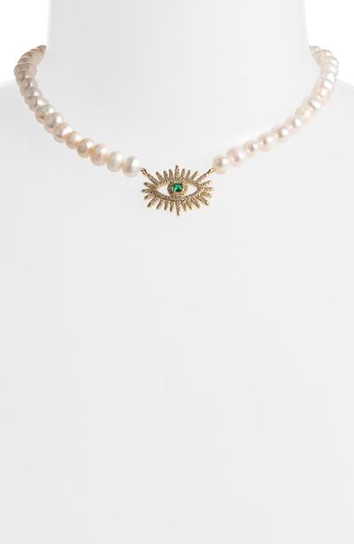 VIDAKUSH VIDAKUSH Eyes Wide Open Pearl Choker Necklace