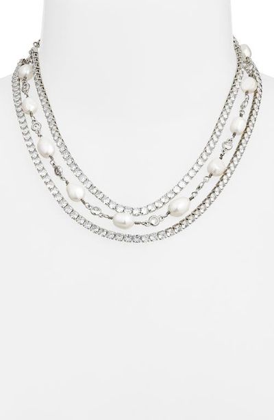 VIDAKUSH VIDAKUSH Freshwater Pearl & Cubic Zirconia Layered Choker