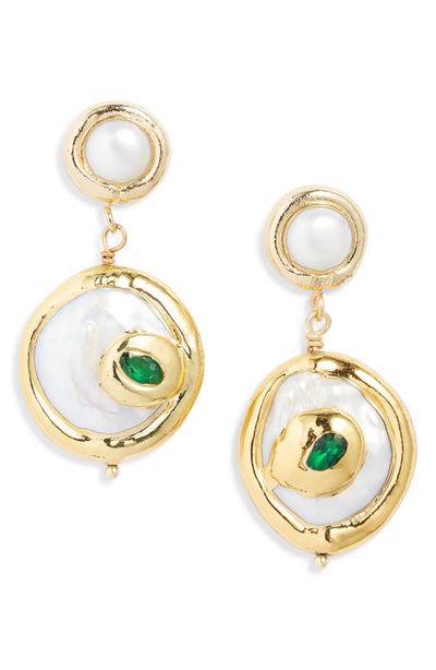 VIDAKUSH VIDAKUSH Freshwater Pearl Disc Drop Earrings