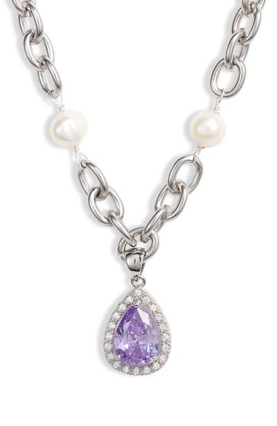 VIDAKUSH VIDAKUSH Heiress Imitation Pearl Pavé Pendant Necklace