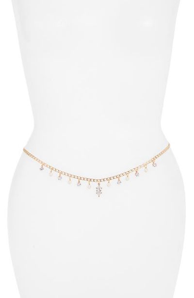 VIDAKUSH VIDAKUSH Imitation Pearl & Crystal Charm Belly Chain