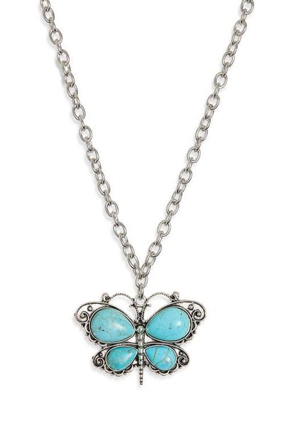 VIDAKUSH VIDAKUSH Imitation Turquoise Butterfly Pendant Necklace