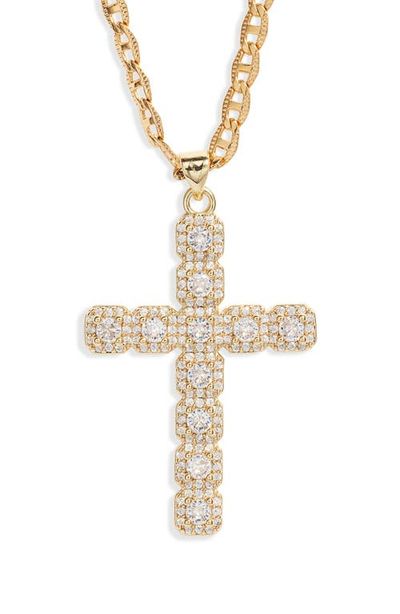 VIDAKUSH VIDAKUSH Large Cubic Zirconia Cross Pendant Necklace
