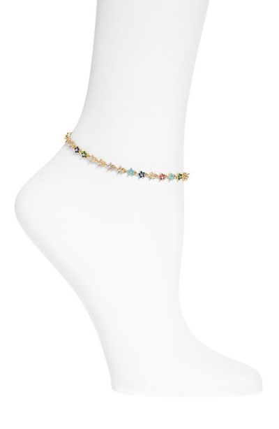 VIDAKUSH VIDAKUSH Rainbow Twinkle Cubic Zirconia Flower Anklet