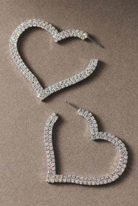 Vieste Rosa Crystal Heart Hoop Earrings