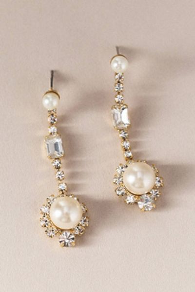 Vieste Rosa Crystal Pearl Drop Earrings