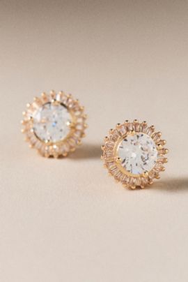Vieste Rosa Round Halo Crystal Post Earrings