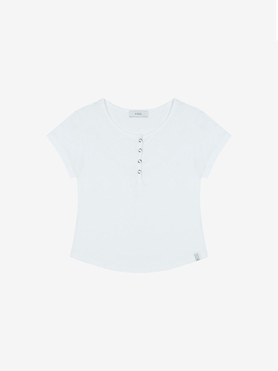 VIKI Cotton Henley Neck Short-Sleeve T-shirt (TKIBE2853)