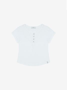 VIKI Cotton Henley Neck Short-Sleeve T-shirt (TKIBE2853)