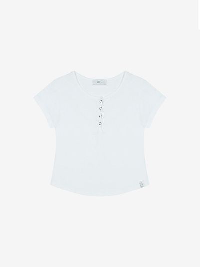 VIKI Cotton Henley Neck Short-Sleeve T-shirt (TKIBE2853)
