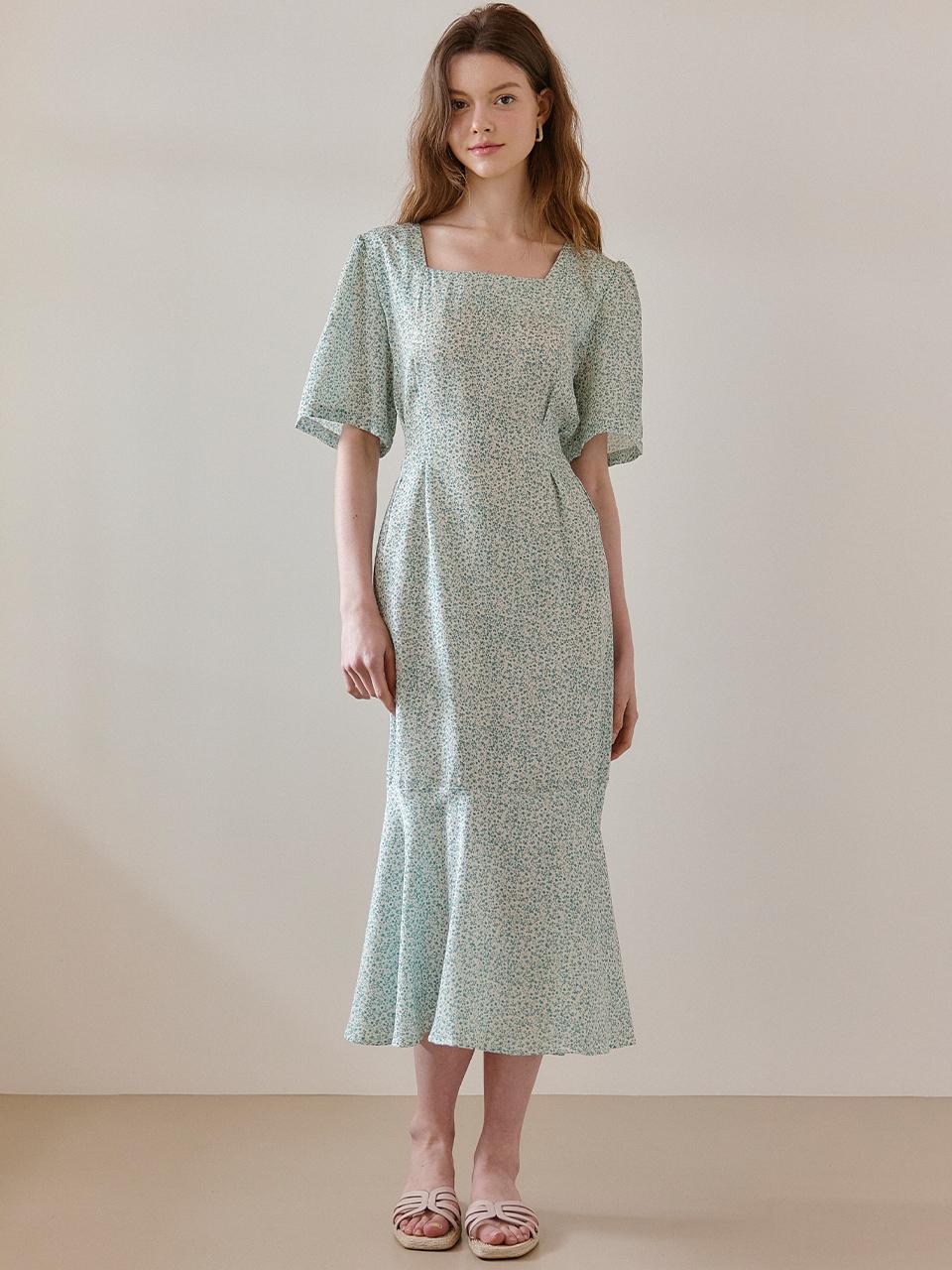 VIKI Floral Square Neck Long Dress (TKOAE2552)