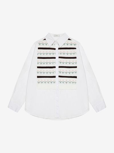 VIKI Knit Color Block Pattern Point Shirt (TKBAA7402)