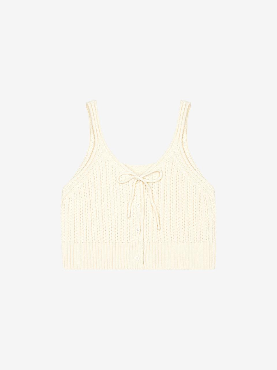 VIKI Knit Crochet Ribbon Sleeveless Vest (TKVCB2936)