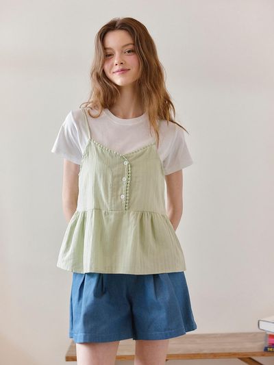 VIKI Lace Trimmed Bustier Blouse (TKBAF2463)