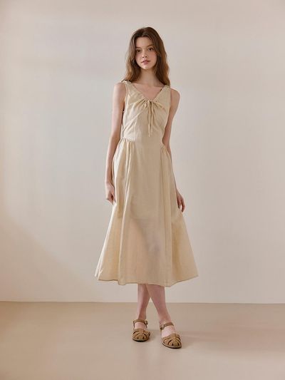 VIKI Neck String Sleeveless Camisole Dress SET (TKOAF1565)