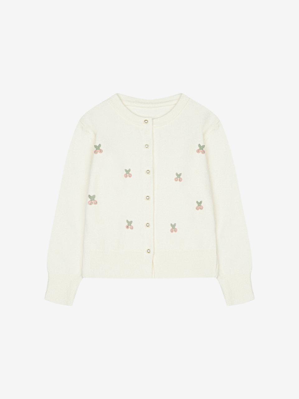 VIKI Pearl Round Neck Cardigan [RED] (TKCCA2921)