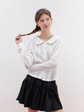 VIKI Perforated Round Collar Cotton-Nylon Blouse (TKBAB2407)
