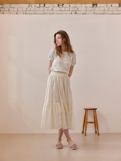VIKI Punching Cancan BANDING Long Skirt (TKSAD2342)