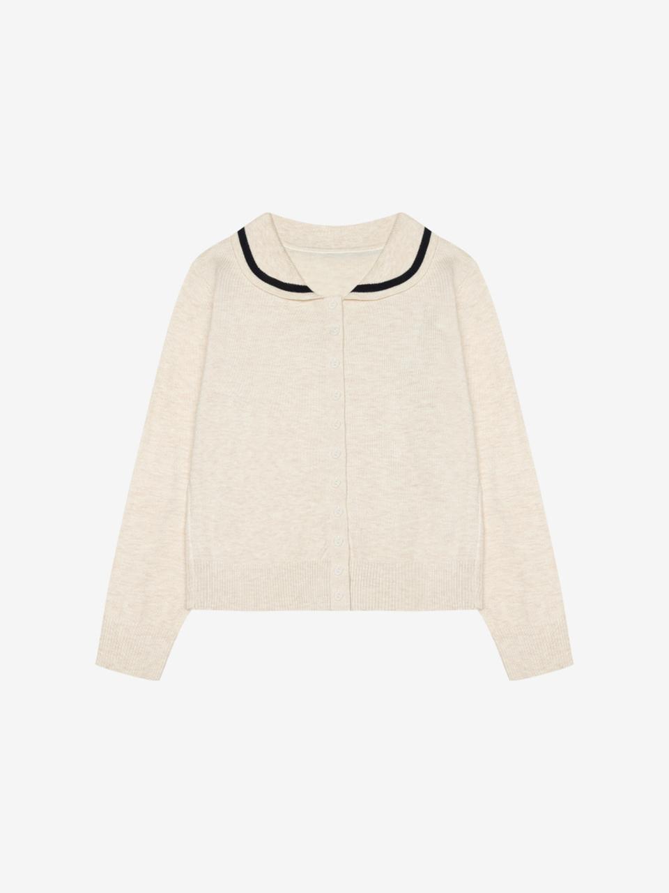 VIKI Round Collar Contrast Regular Fit Cardigan (TKCCB2924)