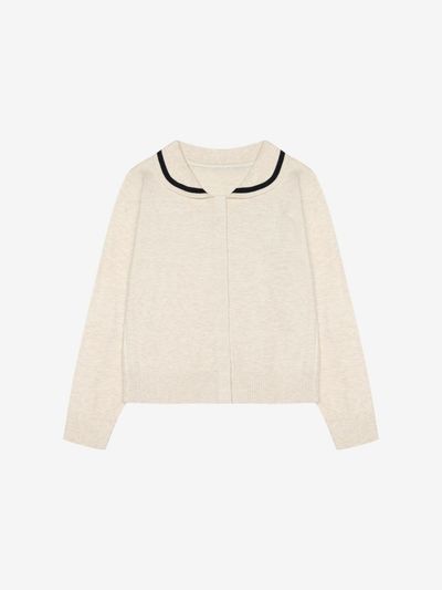 VIKI Round Collar Contrast Regular Fit Cardigan (TKCCB2924)