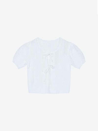 VIKI Scallop Ribbon Short Sleeve Cardigan (TKCCE2988)