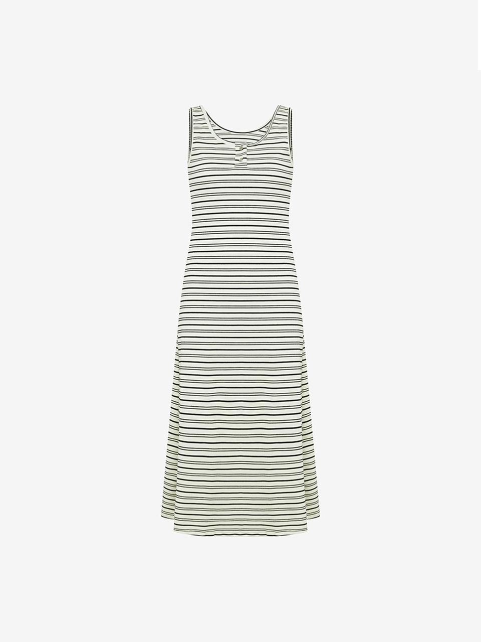 VIKI Striped Ribbed Sleeveless Long Dress (TKOBF2564)