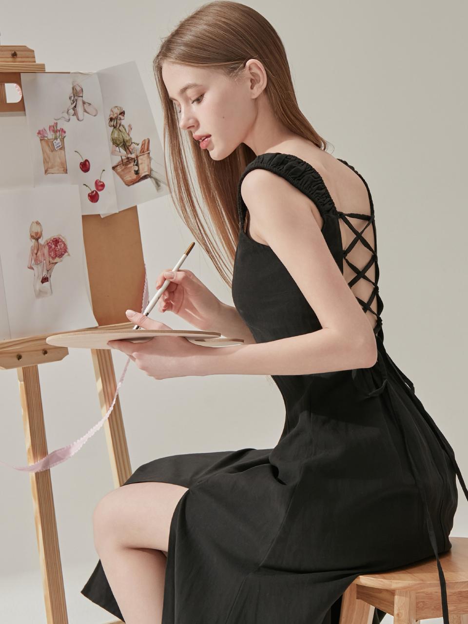 VIKINIVENDER Agnes Slit Back-Strap Long Dress