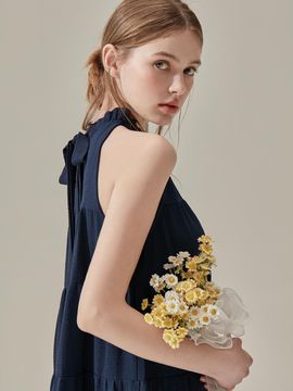 VIKINIVENDER Cynthia Halter Tiered Mini Dress
