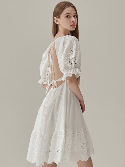 VIKINIVENDER Lydia Perforated Backless Mini Dress